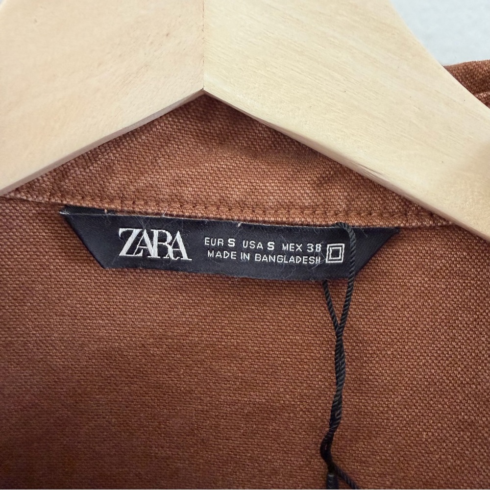 Zara Brown Cropped Utility Jacket – NWOT – Size S - Picture 3 of 8